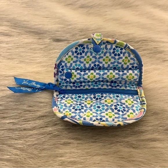 VERA BRADLEY Capri Blue Travel Jewlery Case Green Purple Paisley Semi-Circle - Picture 8 of 11